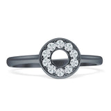 Minimalist 8mm Open Circle Ring Cubic Zirconia 925 Sterling Silver