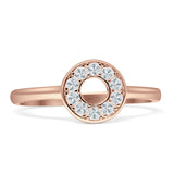 Minimalist 8mm Open Circle Ring Cubic Zirconia 925 Sterling Silver