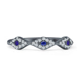 Half Eternity 4mm Cluster Round Cubic Zirconia Bands 925 Sterling Silver