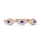 Half Eternity 4mm Cluster Round Cubic Zirconia Bands 925 Sterling Silver