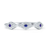 Half Eternity 4mm Cluster Round Cubic Zirconia Bands 925 Sterling Silver