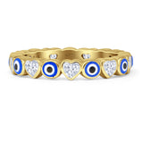 Heart 3.5mm Evil Eye Ring Cubic Zirconia 925 Sterling Silver