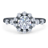 Vintage Style Round Natural Stone Flower Ring