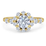 Vintage Style Round Natural Stone Flower Ring