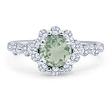 Vintage Style Round Natural Stone Flower Ring