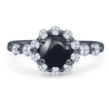 Vintage Style Round Natural Stone Flower Ring