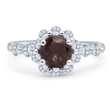 Vintage Style Round Natural Stone Flower Ring