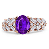 Oval Natural Stone Wedding Cocktail Ring