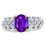 Oval Natural Stone Wedding Cocktail Ring