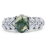 Oval Natural Stone Wedding Cocktail Ring