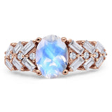 Oval Natural Stone Wedding Cocktail Ring