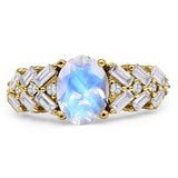 Oval Natural Stone Wedding Cocktail Ring