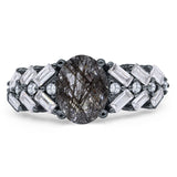 Oval Natural Stone Wedding Cocktail Ring