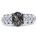Oval Natural Stone Wedding Cocktail Ring