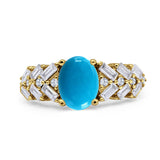 Oval Natural Stone Wedding Cocktail Ring