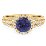 Art Deco Round Natural Stone Stackable Ring