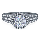 Art Deco Round Natural Stone Stackable Ring