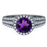 Art Deco Round Natural Stone Stackable Ring