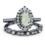 Art Deco Two Piece Oval Natural Stone Ring