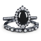 Art Deco Two Piece Oval Natural Stone Ring
