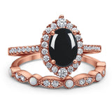 Art Deco Two Piece Oval Natural Stone Ring