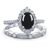 Art Deco Two Piece Oval Natural Stone Ring
