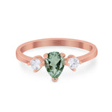 Pear Teardrop Natural Stone Trio Ring