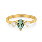 Pear Teardrop Natural Stone Trio Ring