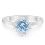 Art Deco Round Natural Stone Floral Ring