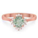 Art Deco Round Natural Stone Floral Ring