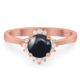 Art Deco Round Natural Stone Floral Ring