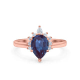 Pear Teardrop Natural Stone Floral Ring
