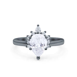 Pear Teardrop Natural Stone Floral Ring