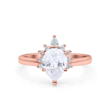 Pear Teardrop Natural Stone Floral Ring