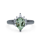 Pear Teardrop Natural Stone Floral Ring