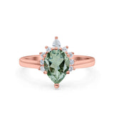 Pear Teardrop Natural Stone Floral Ring