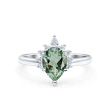 Pear Teardrop Natural Stone Floral Ring