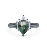 Pear Teardrop Natural Stone Floral Ring