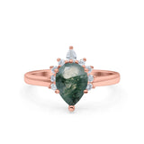 Pear Teardrop Natural Stone Floral Ring