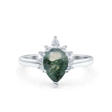 Pear Teardrop Natural Stone Floral Ring