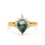 Pear Teardrop Natural Stone Floral Ring