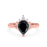 Pear Teardrop Natural Stone Floral Ring
