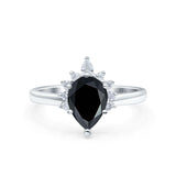 Pear Teardrop Natural Stone Floral Ring