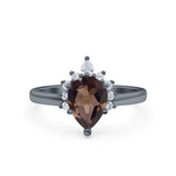 Pear Teardrop Natural Stone Floral Ring