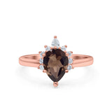 Pear Teardrop Natural Stone Floral Ring