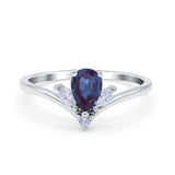 Pear Teardrop Natural Stone Chevron Ring