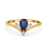 Pear Teardrop Natural Stone Chevron Ring