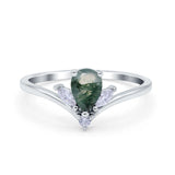 Pear Teardrop Natural Stone Chevron Ring