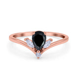 Pear Teardrop Natural Stone Chevron Ring