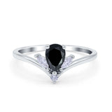 Pear Teardrop Natural Stone Chevron Ring